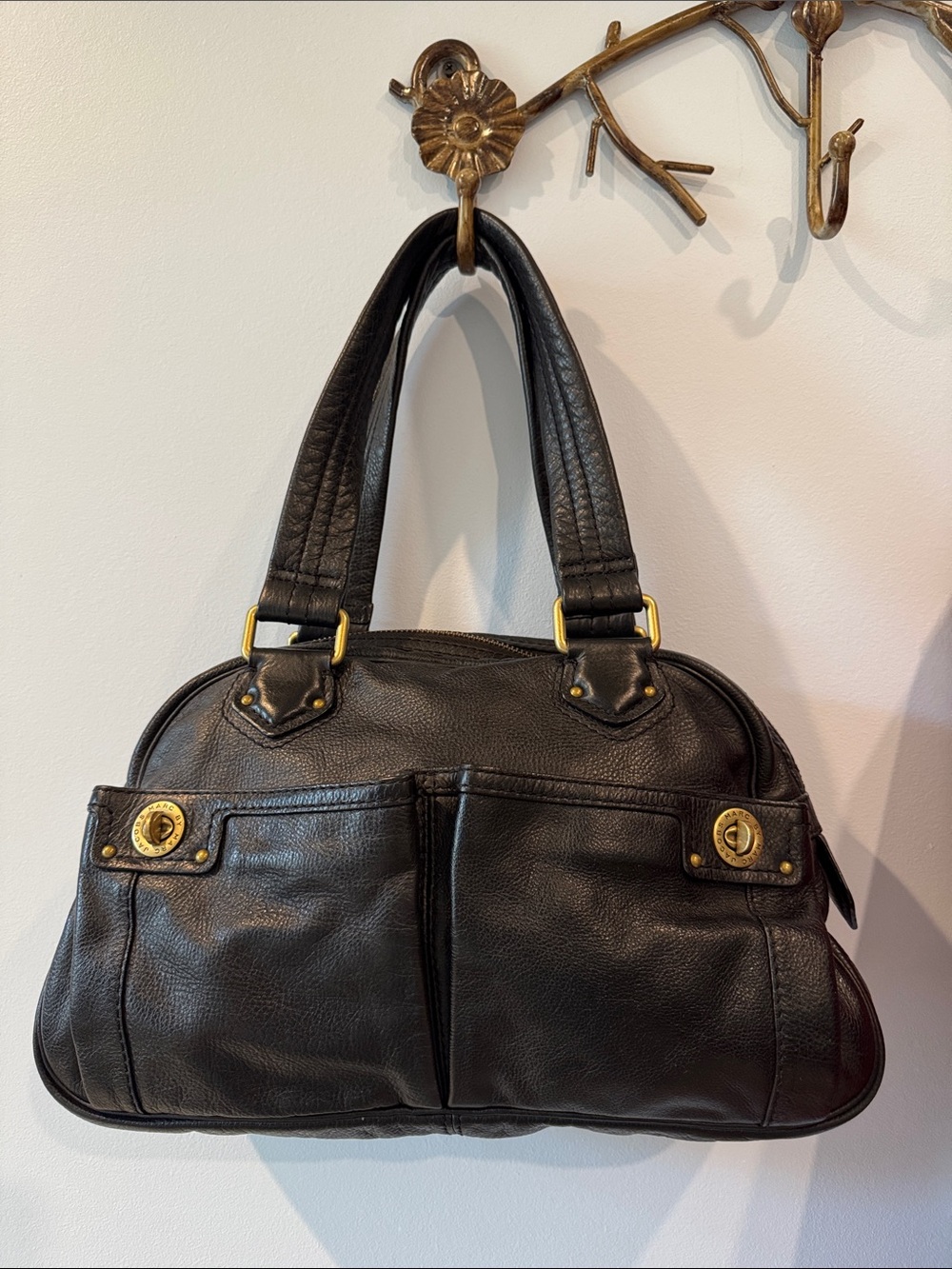Marc by Marc Jacobs Totally Turnlock Bowler Bag Black Leather shoulder bag
